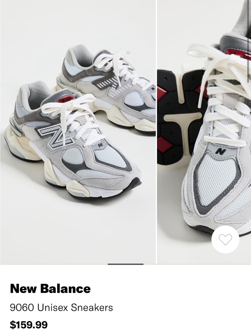 New Balance 9060 Sneakers - Gray, White & Cream